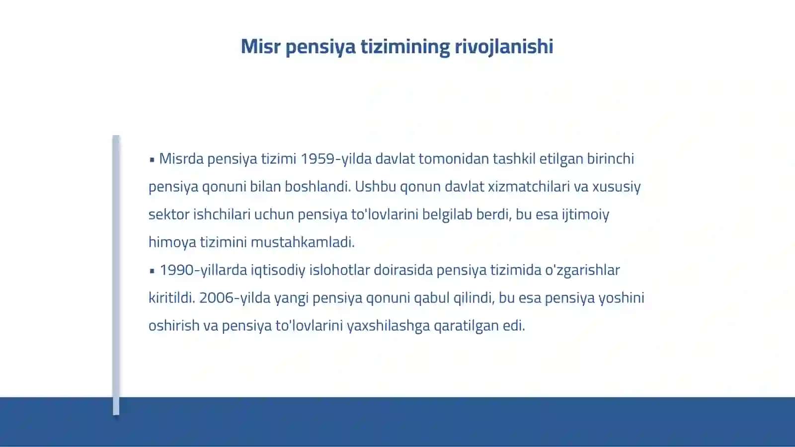 Eron va Misr davlatlarida pensiya tizimining rivojlanish tarixi 4