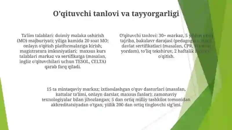 Rivojlanish markazlari taʼlimiy va ularga qoʻyilgan talablari 4