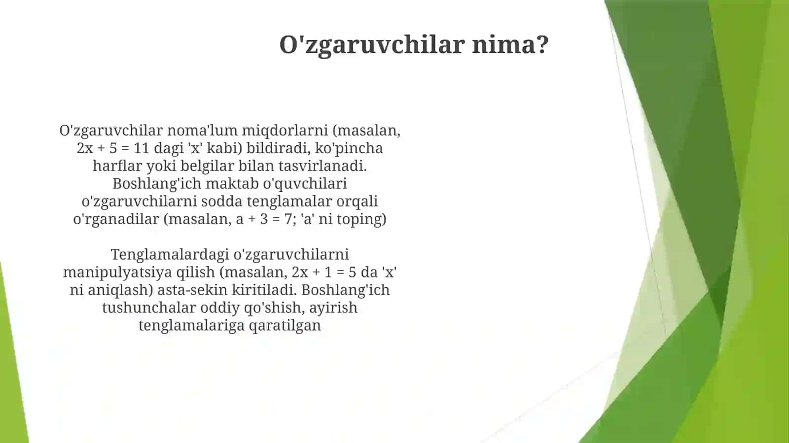 Boshlanģichsinfdao`zgaruvchanlikifodalariustidaishlash 4
