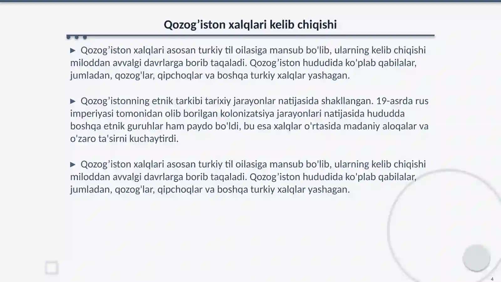 O’rta osiyo va qozog’iston xalqlari etnologiyasi 4