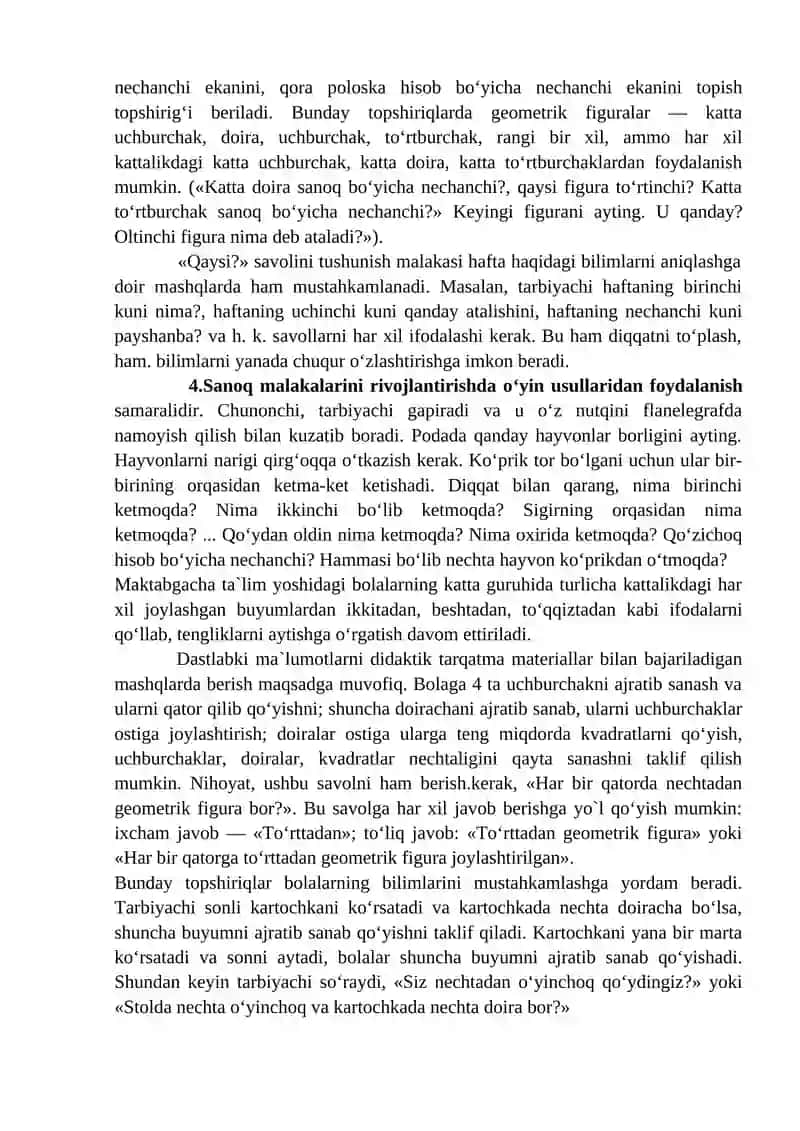 Katta guruh yoshidagi bolalarning son-sanoq haqidagi matematik tasavvurlarni shakllantirish 4