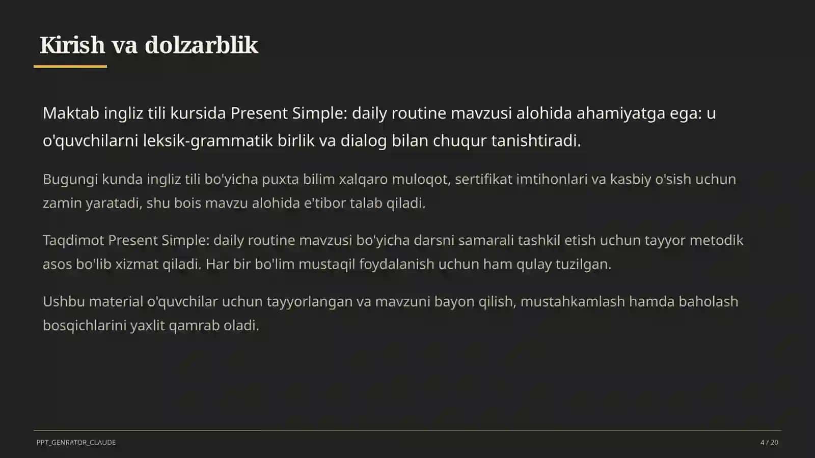 Present Simple: daily routine (3-sinf) 4