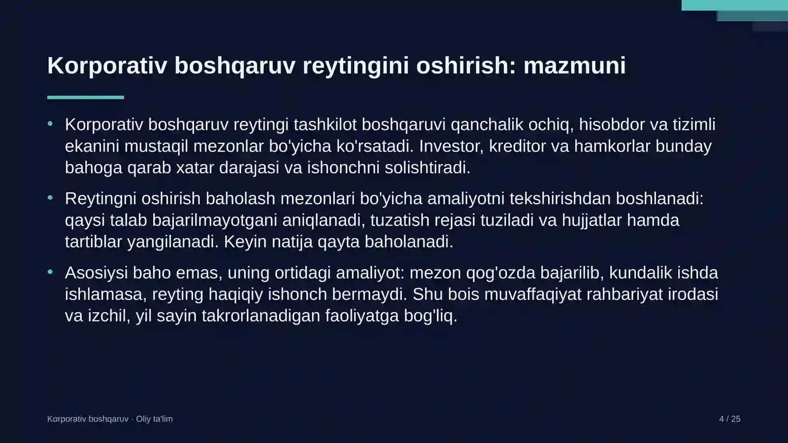 Elektronika sanoatida korporativ boshqaruv reytingini oshirish 4