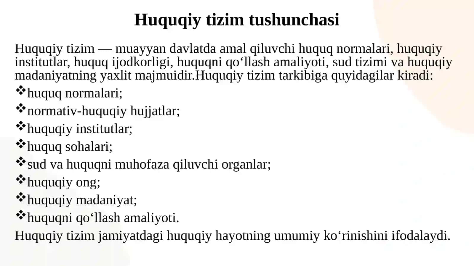 Huquqiy tizimlarni huquq oilalariga ajratish mezonlari 4