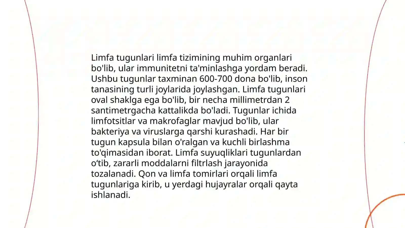 Limfa sistemasining tuzilishi, limfa suyuqligi tarkibi ahamiyat 4