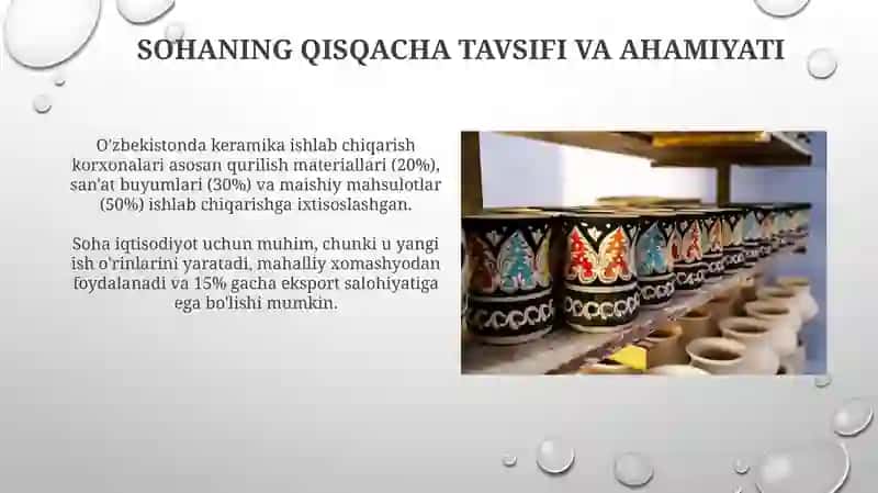 O'zbekistondagi keramik buyumlar ishlab chiqaruvchi korxonalari 4