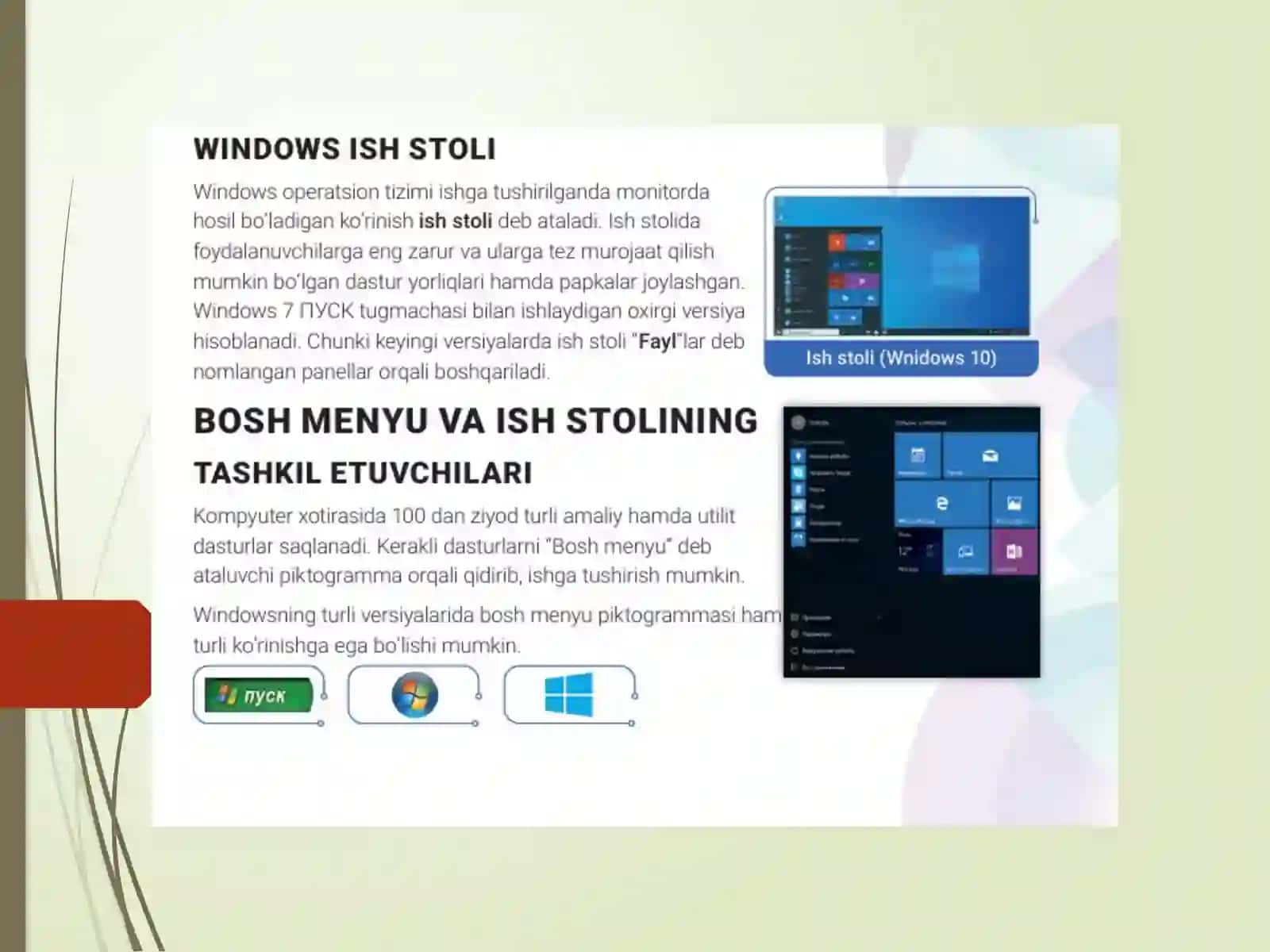 Windows operatsion tizimida ishlash asoslari 4