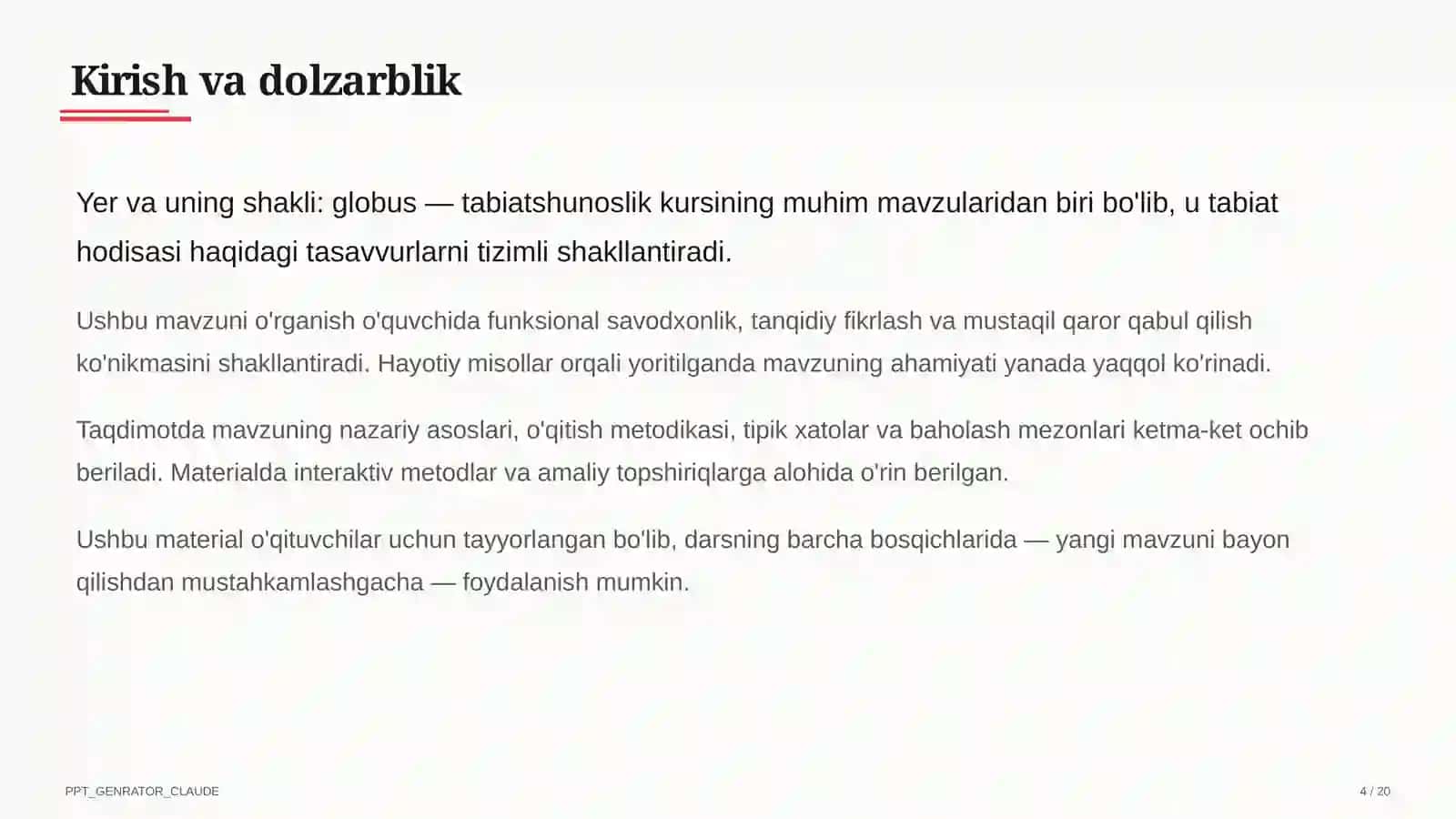 Yer va uning shakli: globus (3-sinf) 4