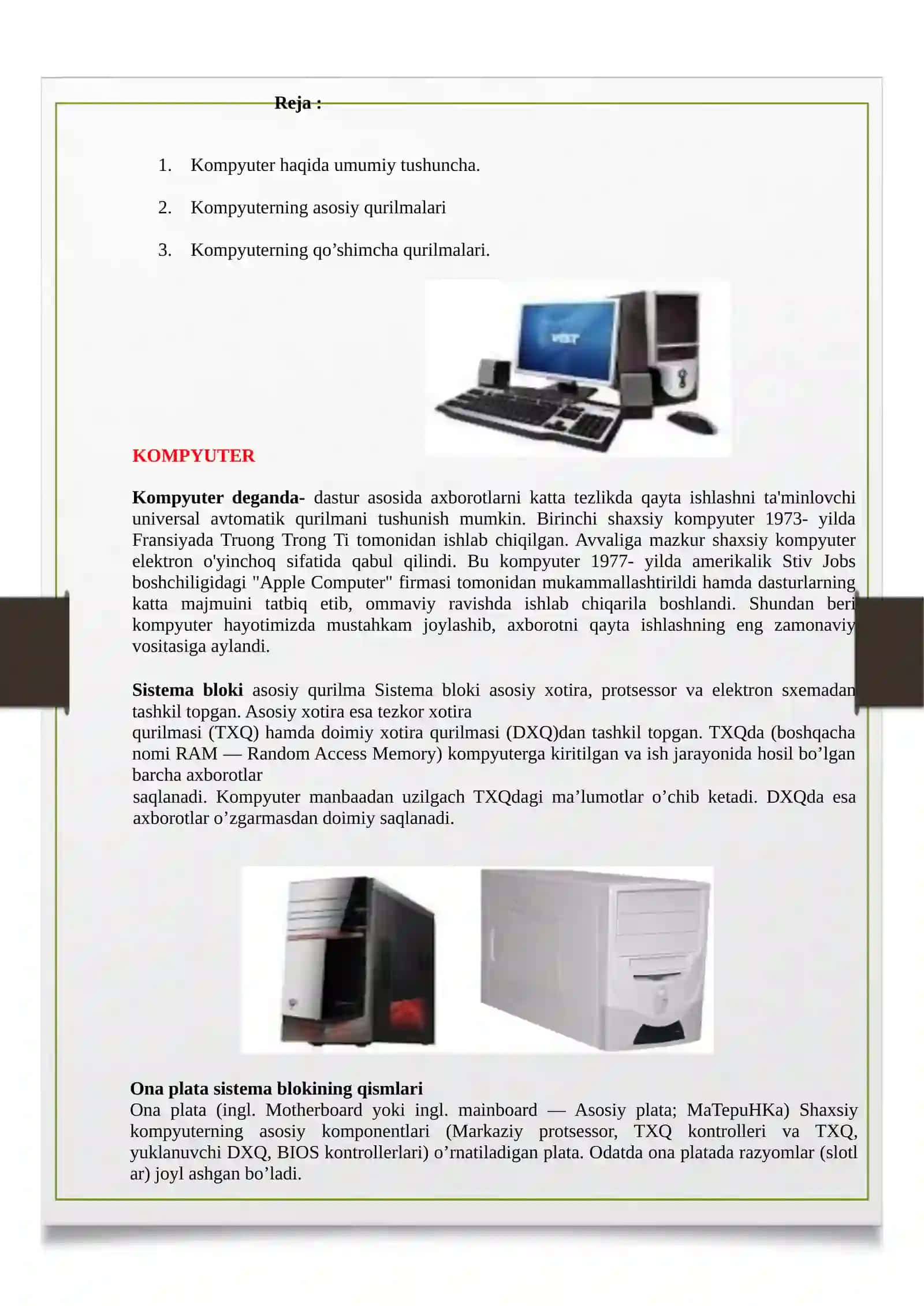 Kompyutervauning qurilmalari 4