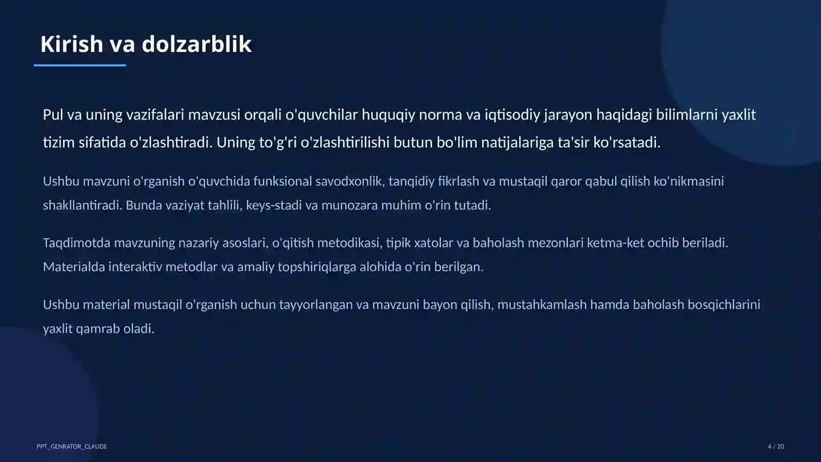 Pul va uning vazifalari (9-sinf) 4