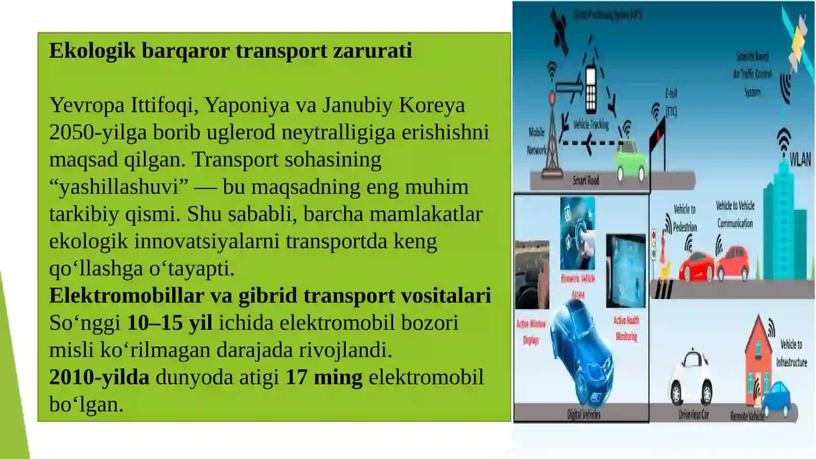 Transport tizimida ekologik innovatsiyalar va yashil iqtisodiyot 4