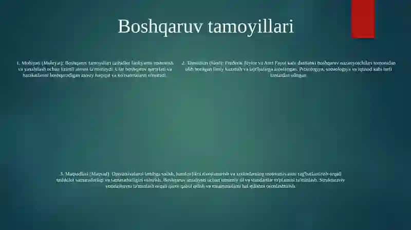 Boshqaruvning Mohiyati Tamoillari Va Maqsadlari 4