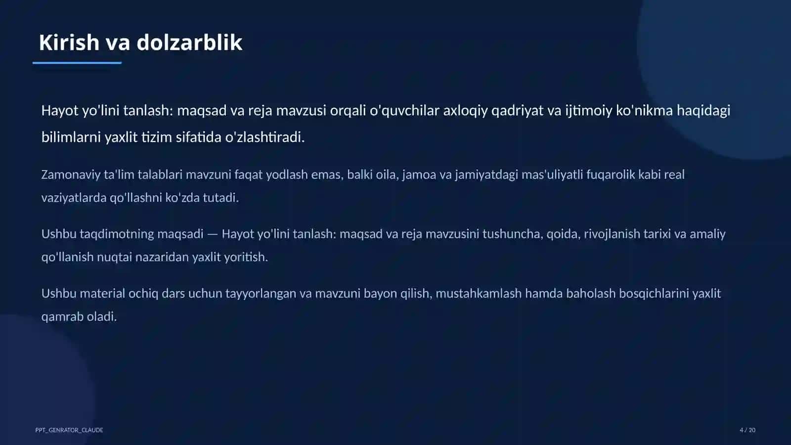 Hayot yo'lini tanlash: maqsad va reja (11-sinf) 4
