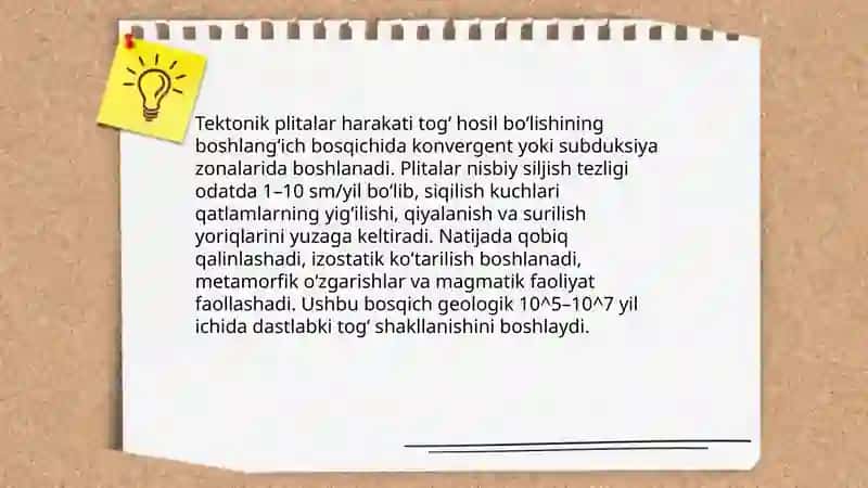 Togʻ xosil boʻlishi bosqichlari turli bosqichda xosil boʻlgan togʻlar 4