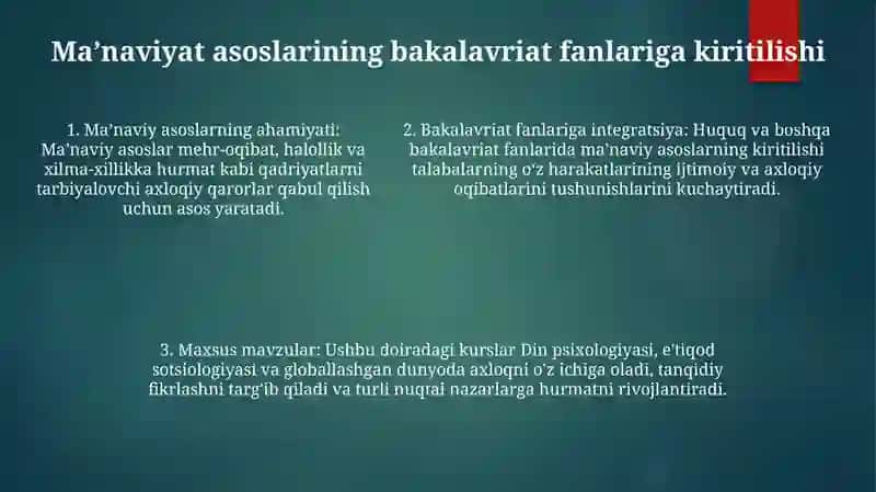 Ma'naviy Asoslari Va Huquq Ta'limi Bakalavriyat Ta'lim Yo'nalishida 4