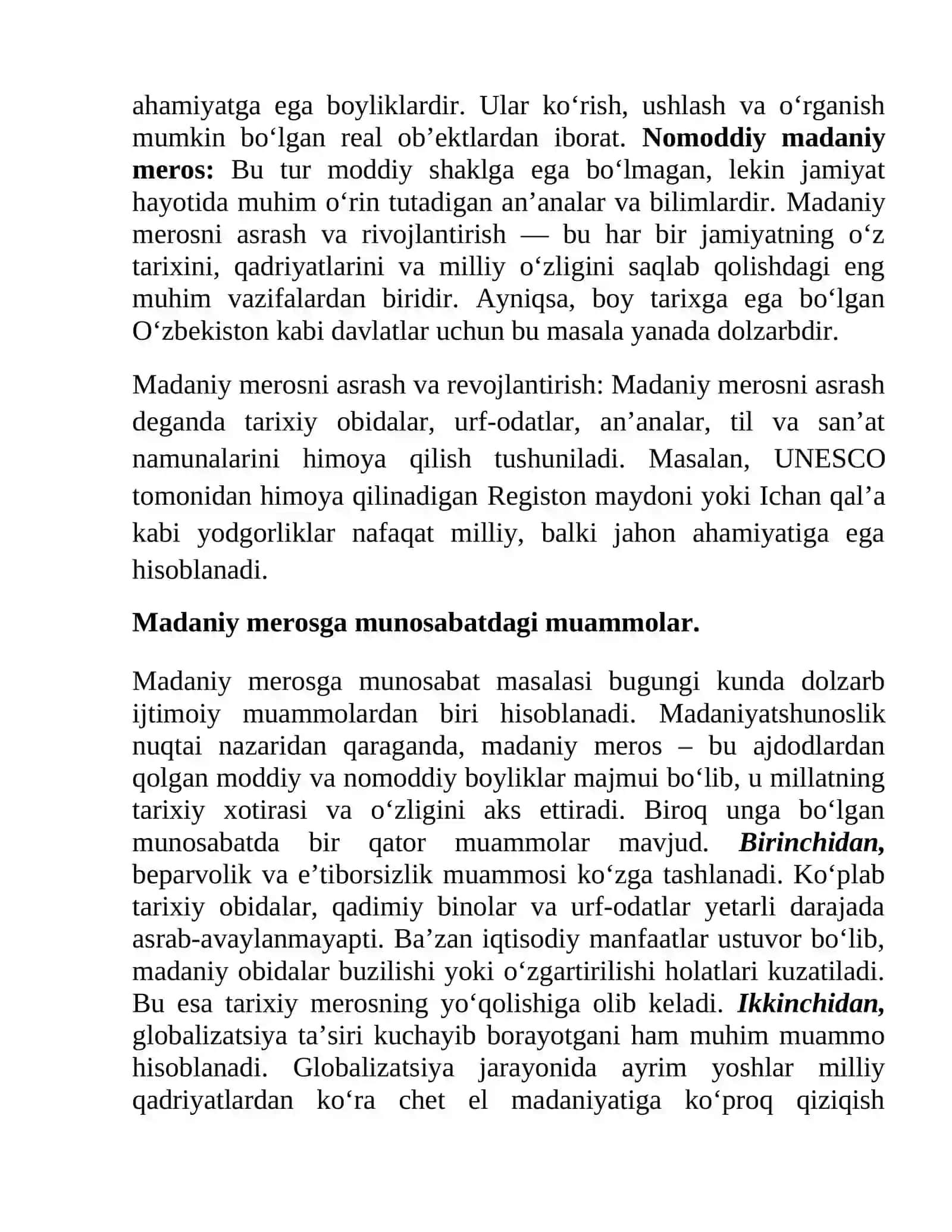 madaniyat meros va unga munosabat muammolari esse va estetik tarbiya boʻyicha krossvord 4