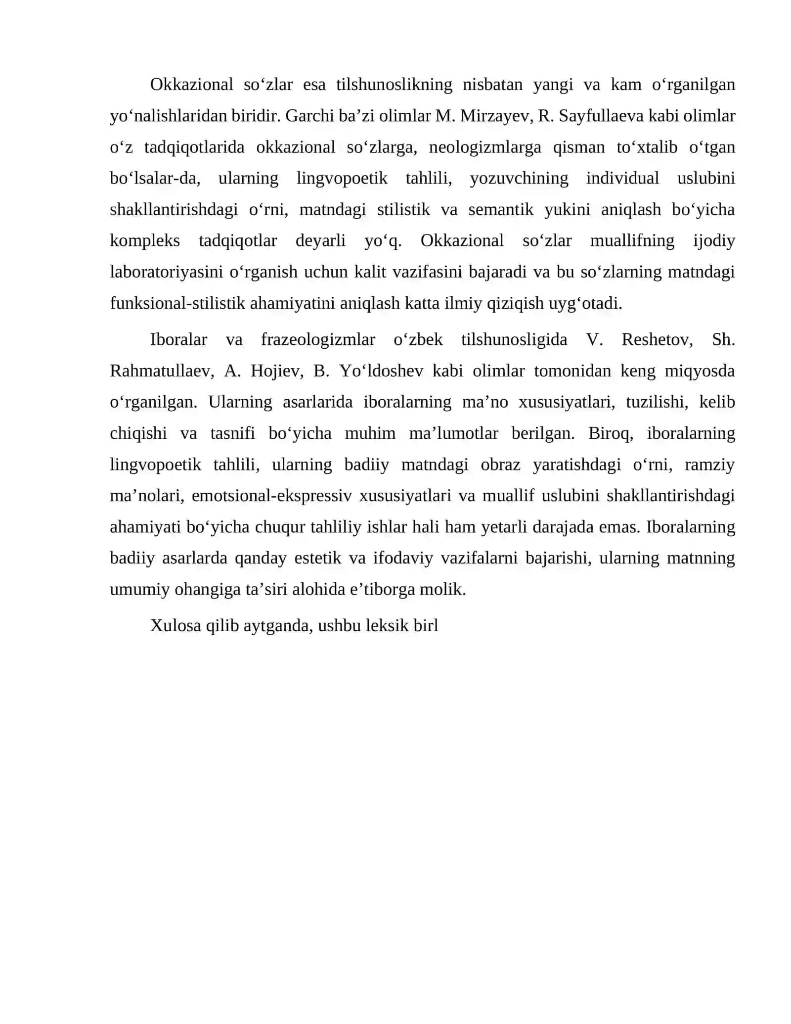 Leksik (arxaik, tarixiy so'zlar, dialektizmlar, okkazional so'zlar, iboralar) birikmalarni lingvopoetik jihatdan tahlil qilish 4