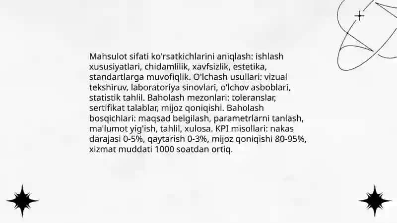 Korxonada mahsulot sifatining tahlili 4