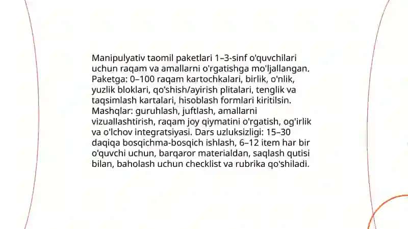 Boshlang‘ich sinf matematika darslarida integratsiyalashgan ta’limga oid ko‘rgazmali qurollar yaratish 4