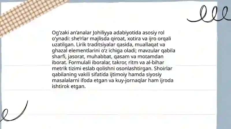 Islomdan avvalgi johiliyya davri adabiyoti 4