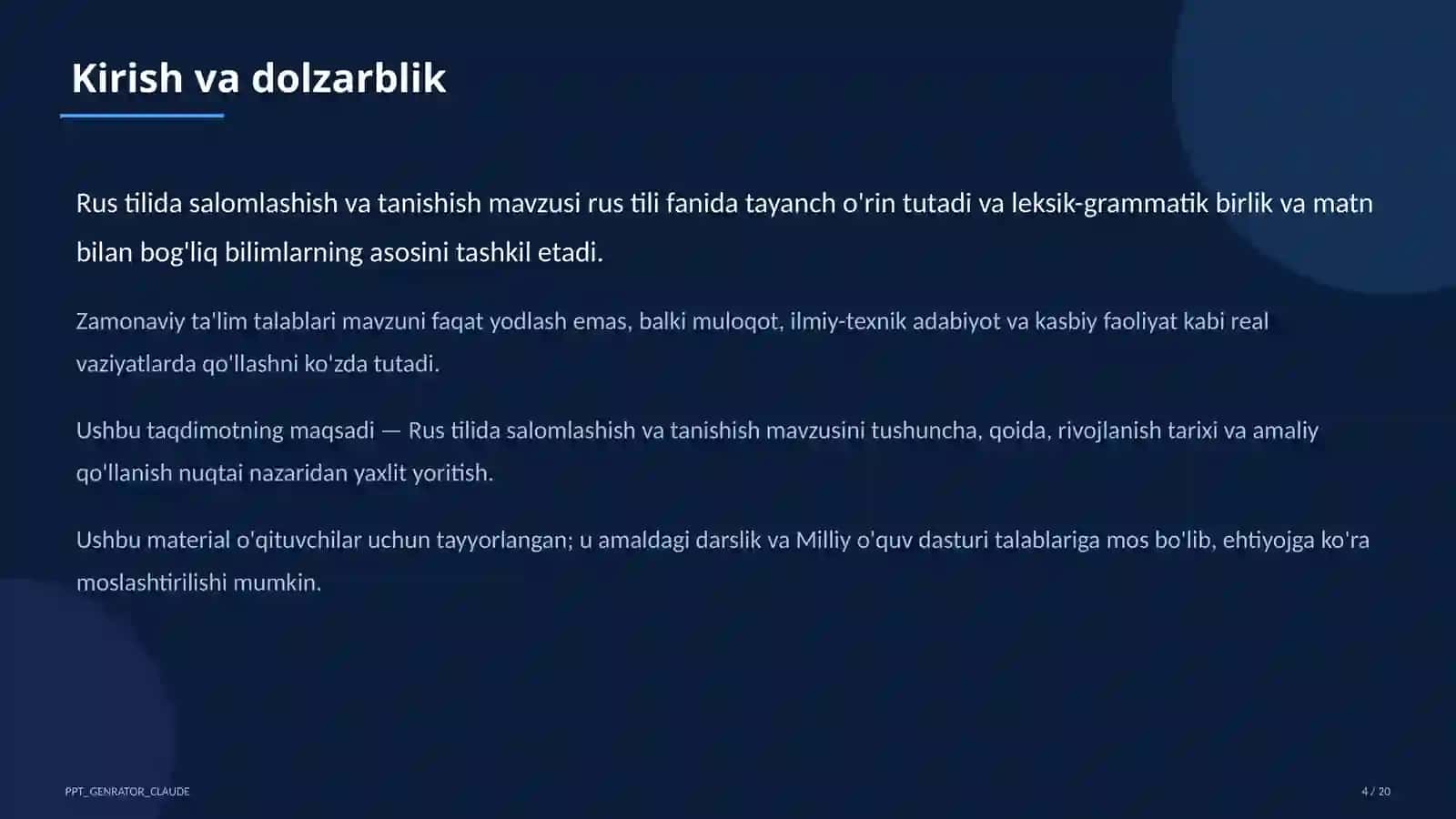Rus tilida salomlashish va tanishish (2-sinf) 4