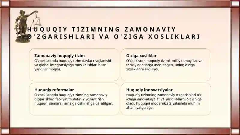 O'zbekistonda qonun ijodkorligining o'ziga xos xususiyatlari. 4