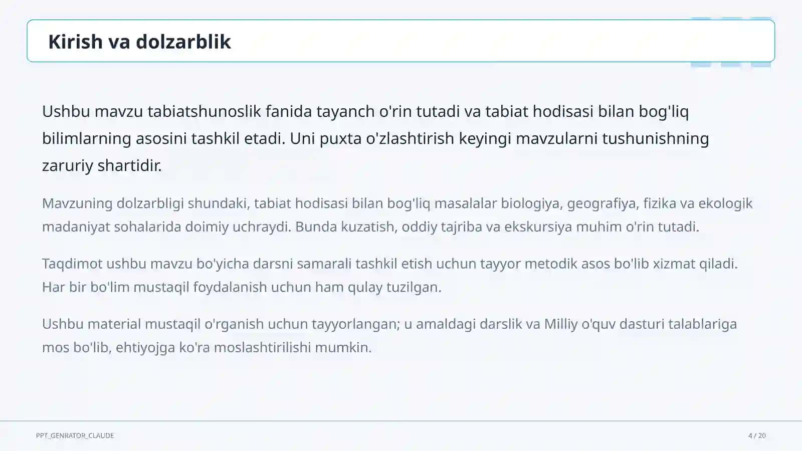 O'zbekistonning tabiiy zonalari: cho'l, tog', vodiy (4-sinf) 4
