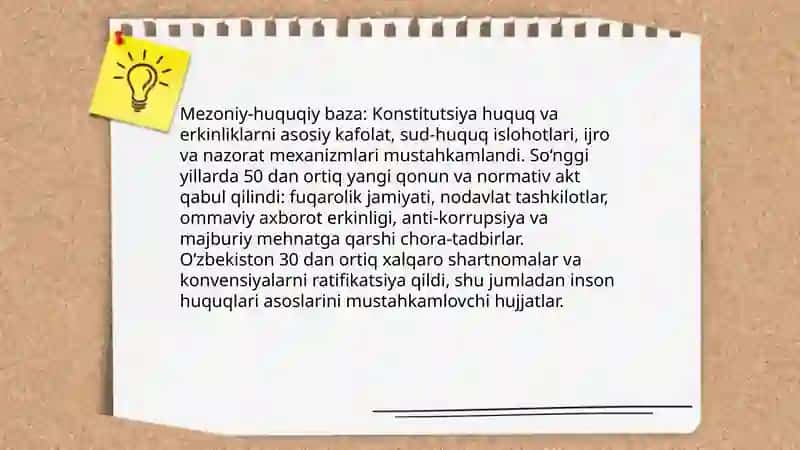 Yangi O‘zbekistonda inson haq-huquqlari va erkinliklari kafolatining yaratilishi 4