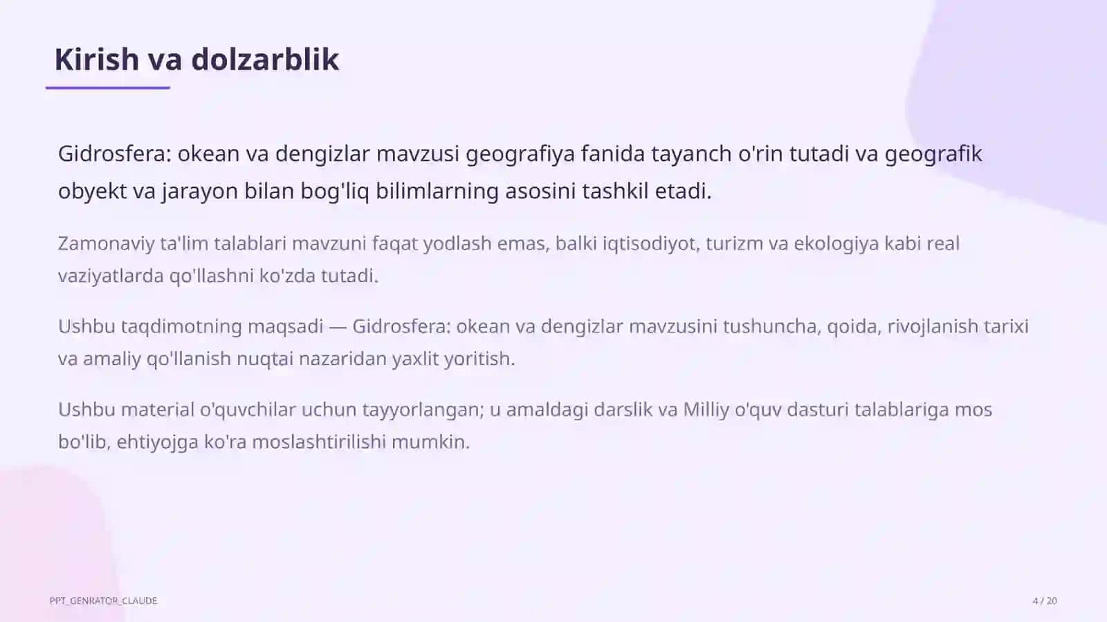 Gidrosfera: okean va dengizlar (6-sinf) 4