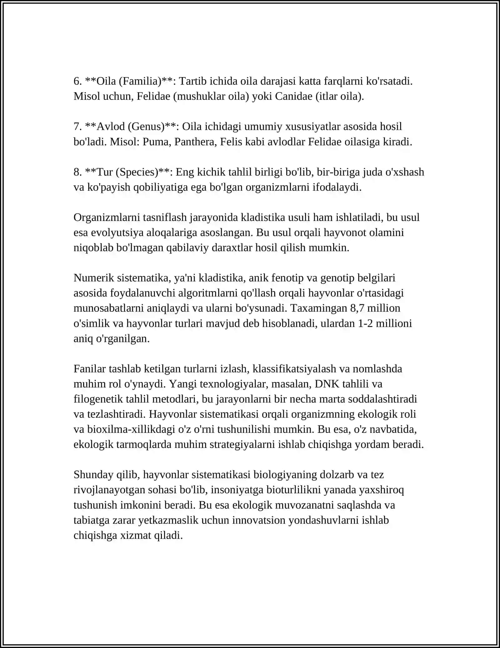 HAYVON SISTEMATIKASI MAQSADI,USLUBI TARIXI OʻRNI 4