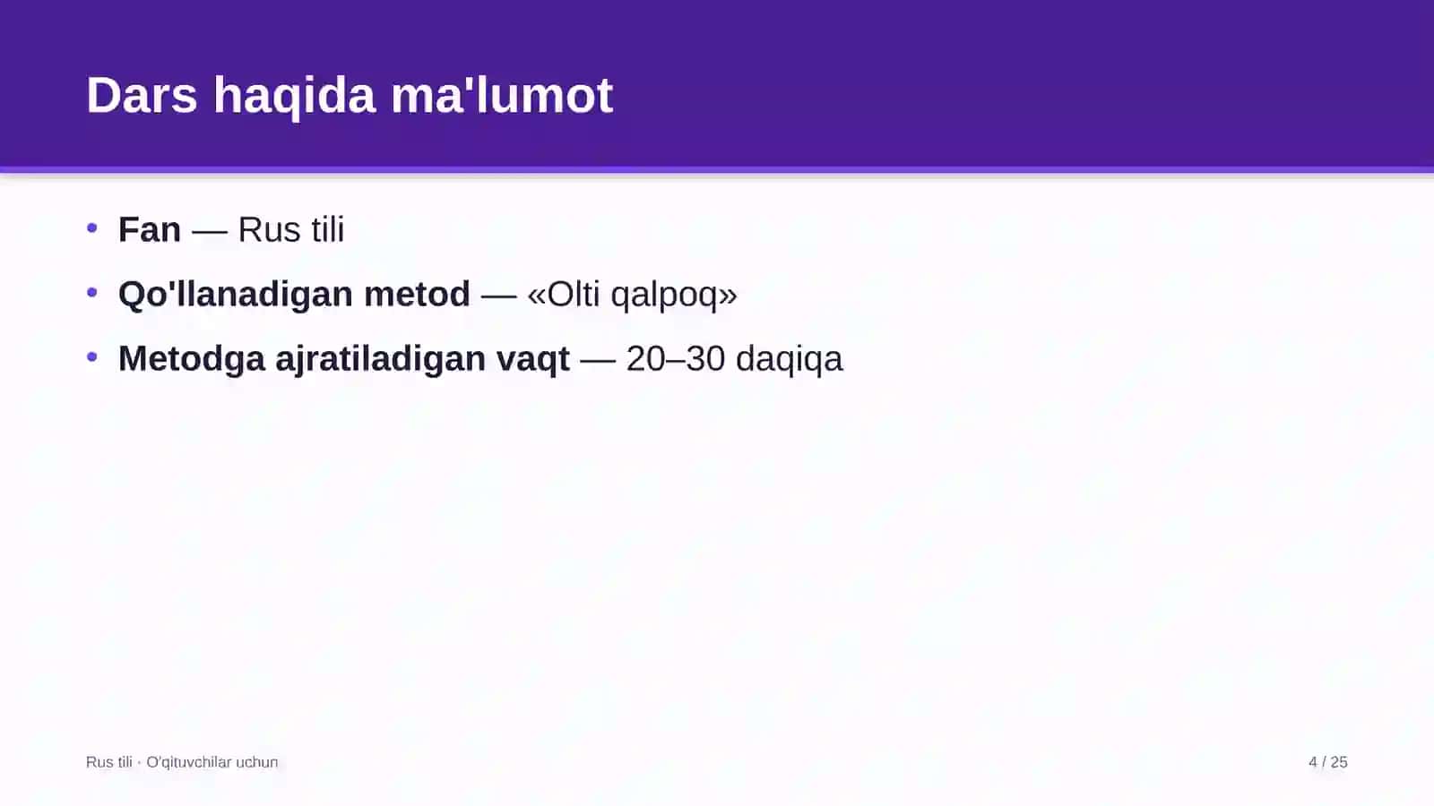 rus tili darslarida olti qalpoq metodidan foydalanish 5412 4