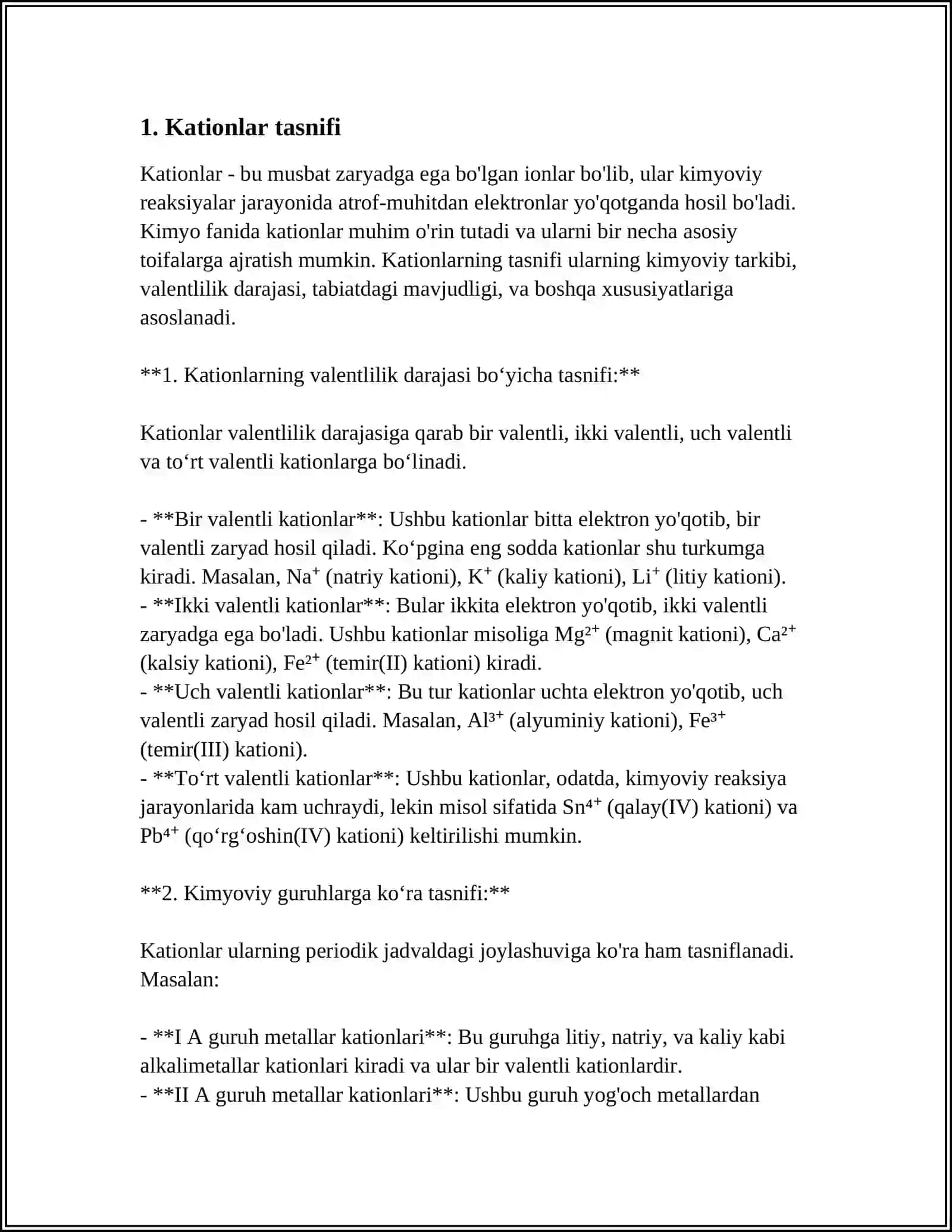 VADAROD SULFIT YORDAMIDA KATIONLARGA BO‘LISH 4