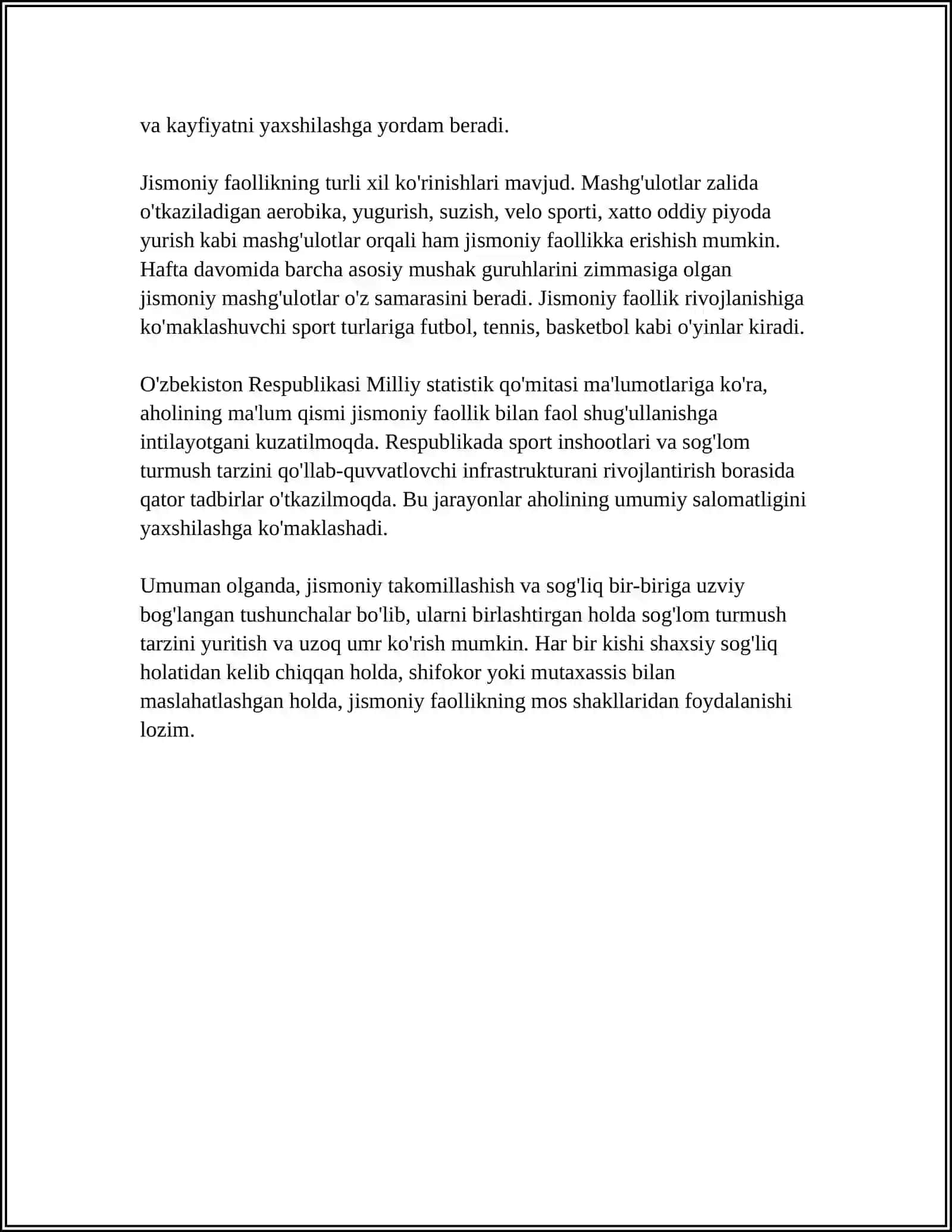 JISMONIY TAKOMILLASHISH SISTEMALARI (YOGA, USHU, CHINIQISH, MORJLANISH, ALOHIDA OVQATLANISH VA HOKAZO) 4