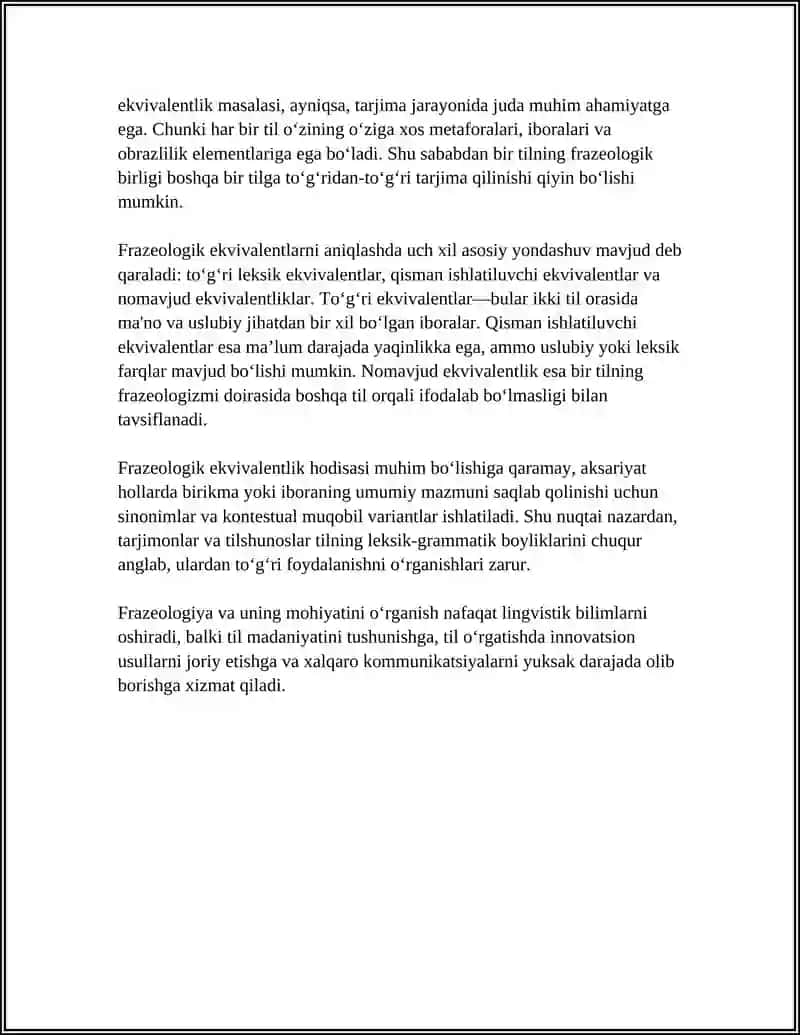 FRAZEOLOGIYA. FRAZEOLOGIK EKVIVALENTLIK HODISASI 4