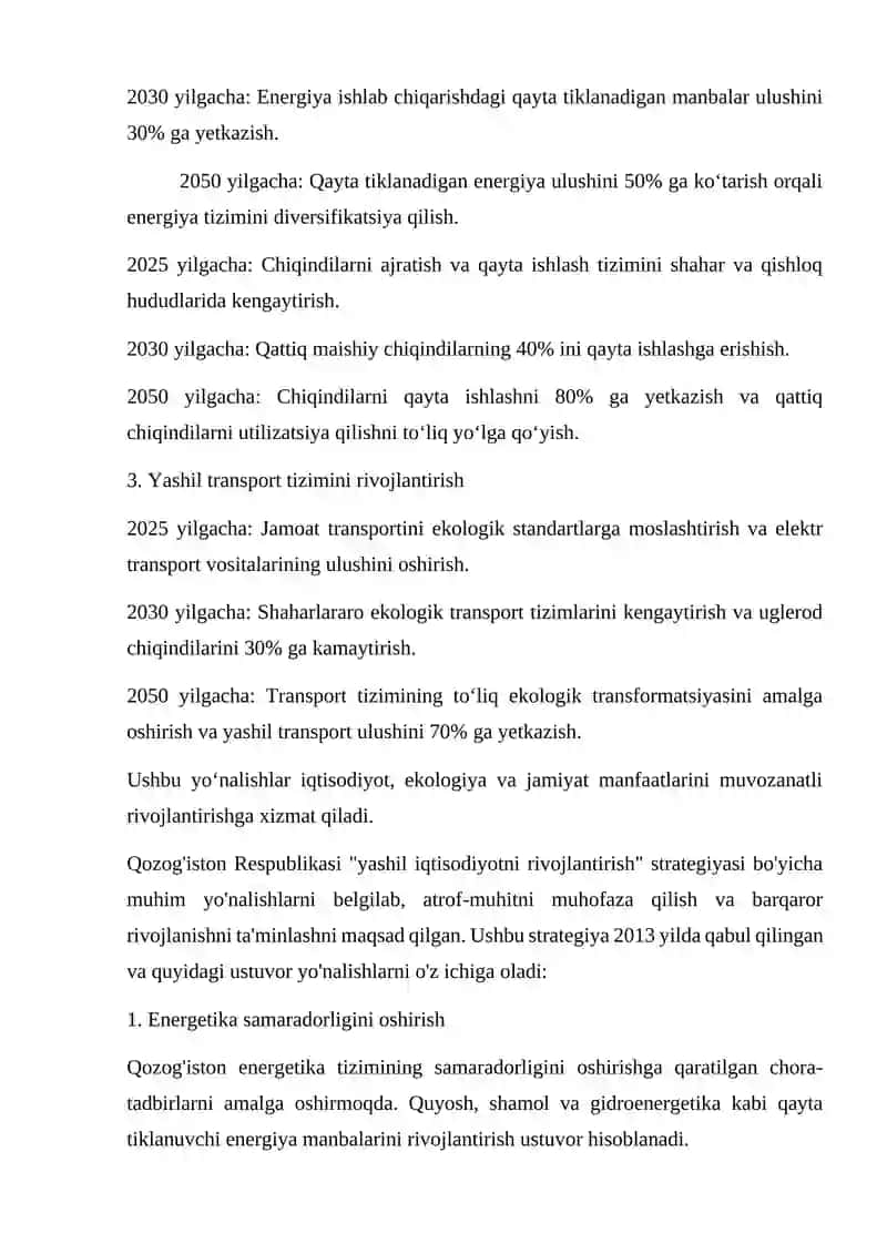 QOZOG‘ISTON RESPUBLIKASIDA “YASHIL IQTISODIYOT”NI RIVOJLANTIRISH STRATEGIYASI 4