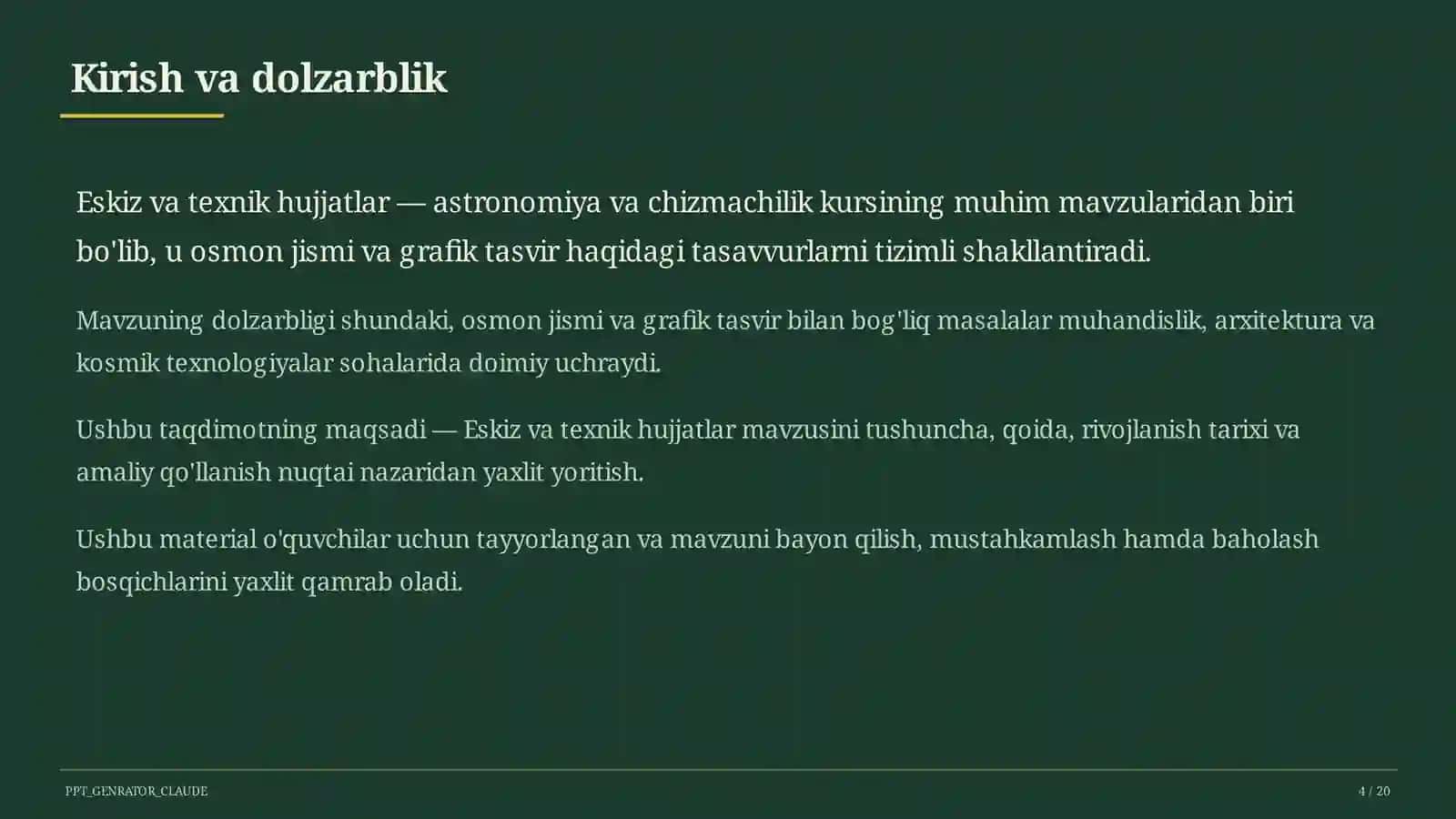 Astronomiya va chizmachilik (8–11) — o'quvchilar uchun 4