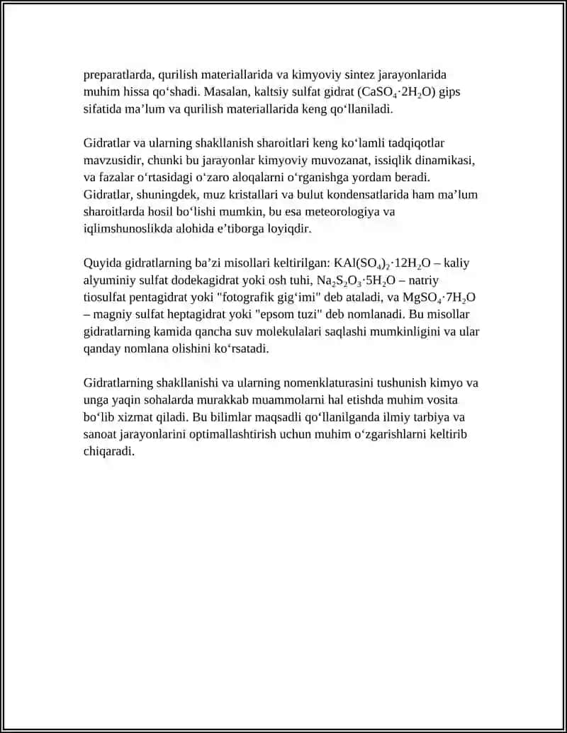 GIDRATLAR VA ULARNI XOSIL BULISH SHAROITLARI 4