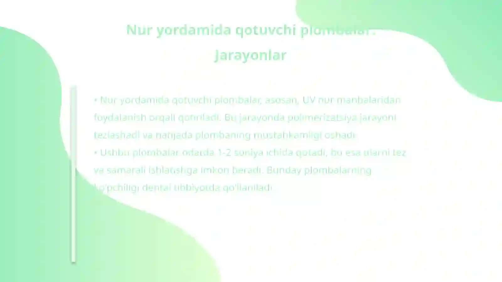 Kimyoviy qotuvchi va Nur yordamida qotuvchi kompozit plombalar 4