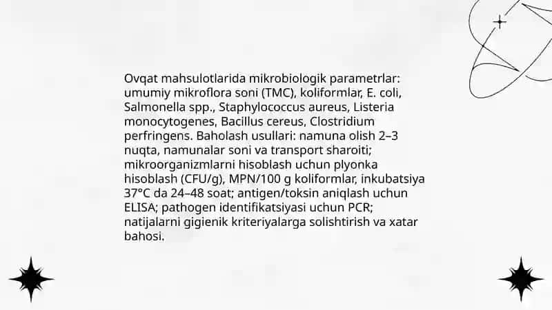 Ovqat mahsulotlarining sifatini gigienik baholash 4