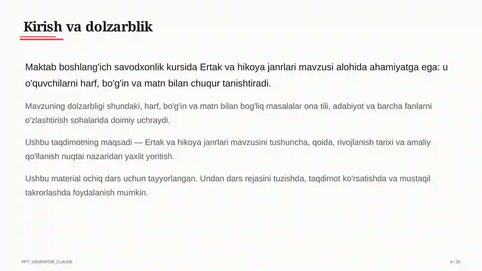 Ertak va hikoya janrlari (4-sinf) 4