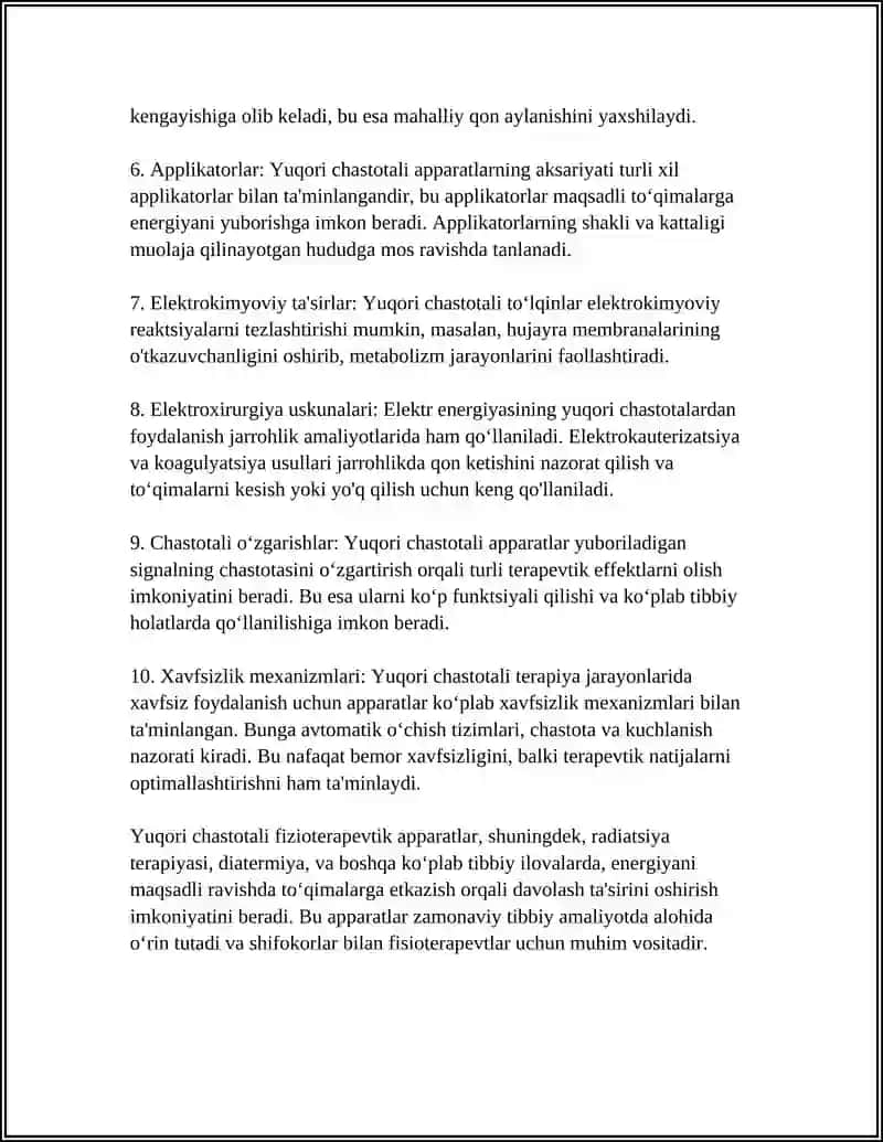 YUQORI CHASTOTALI FIZIOTERAPEVTIK ELEKTRON APPARATLAR. ELEKTROXIRURGIYA APPARATLARI 4