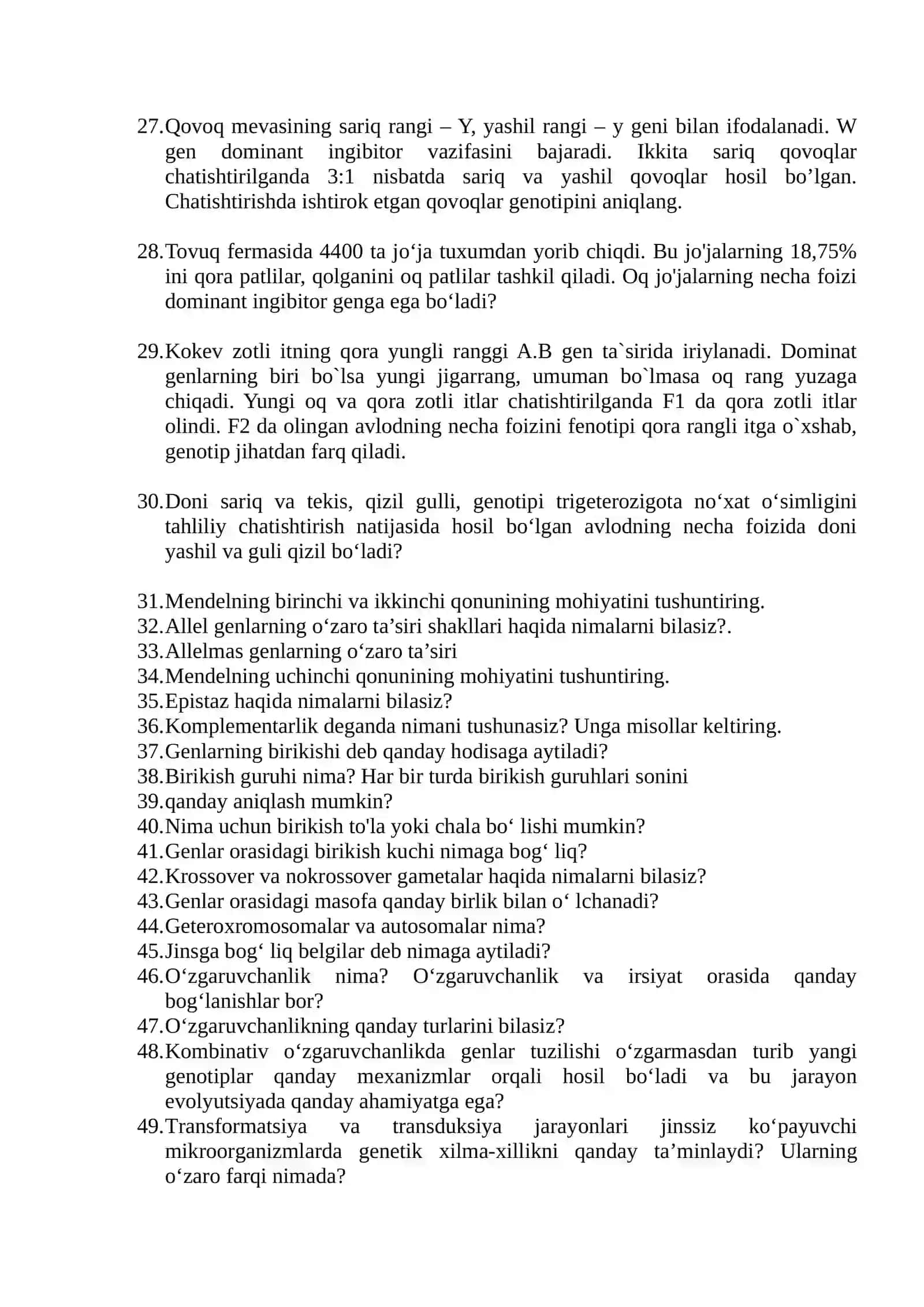 Oraliq nazorat savollari Tibbiy Biologiya 4
