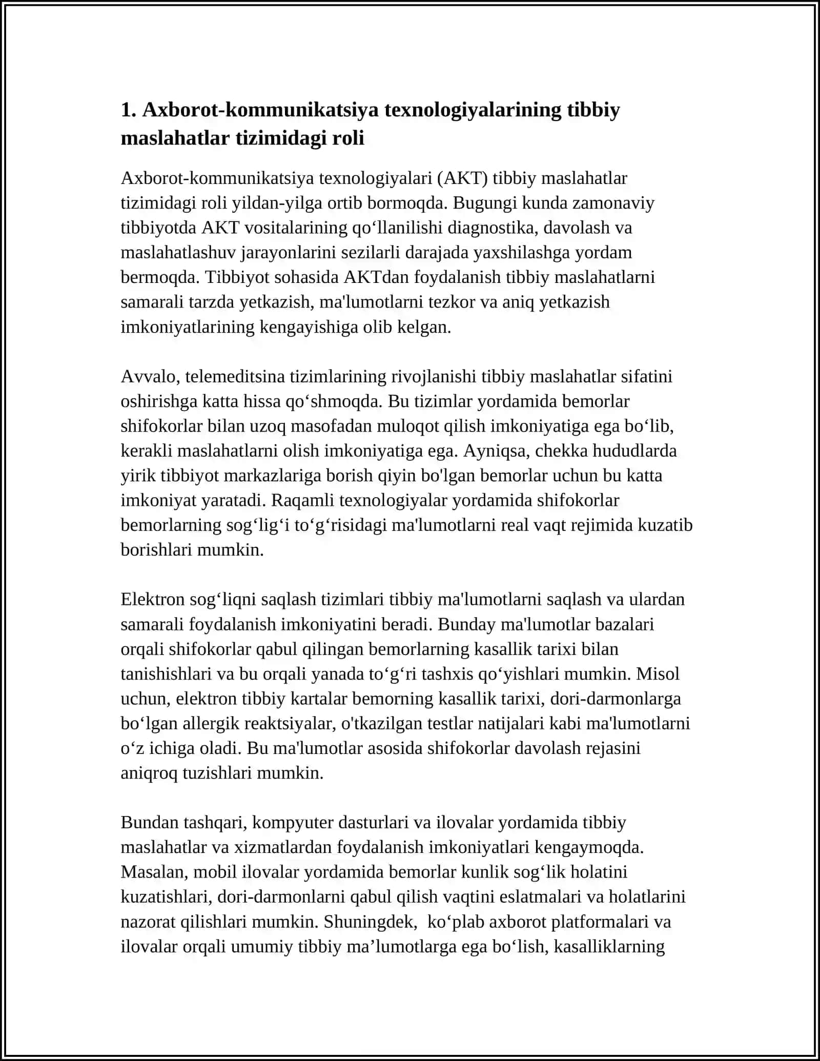 TIBBIY MASLAHATLARNI YECHISHDA AXBOROTKOMMUNIKATSIYA TEXNOLOGIYALARI 4