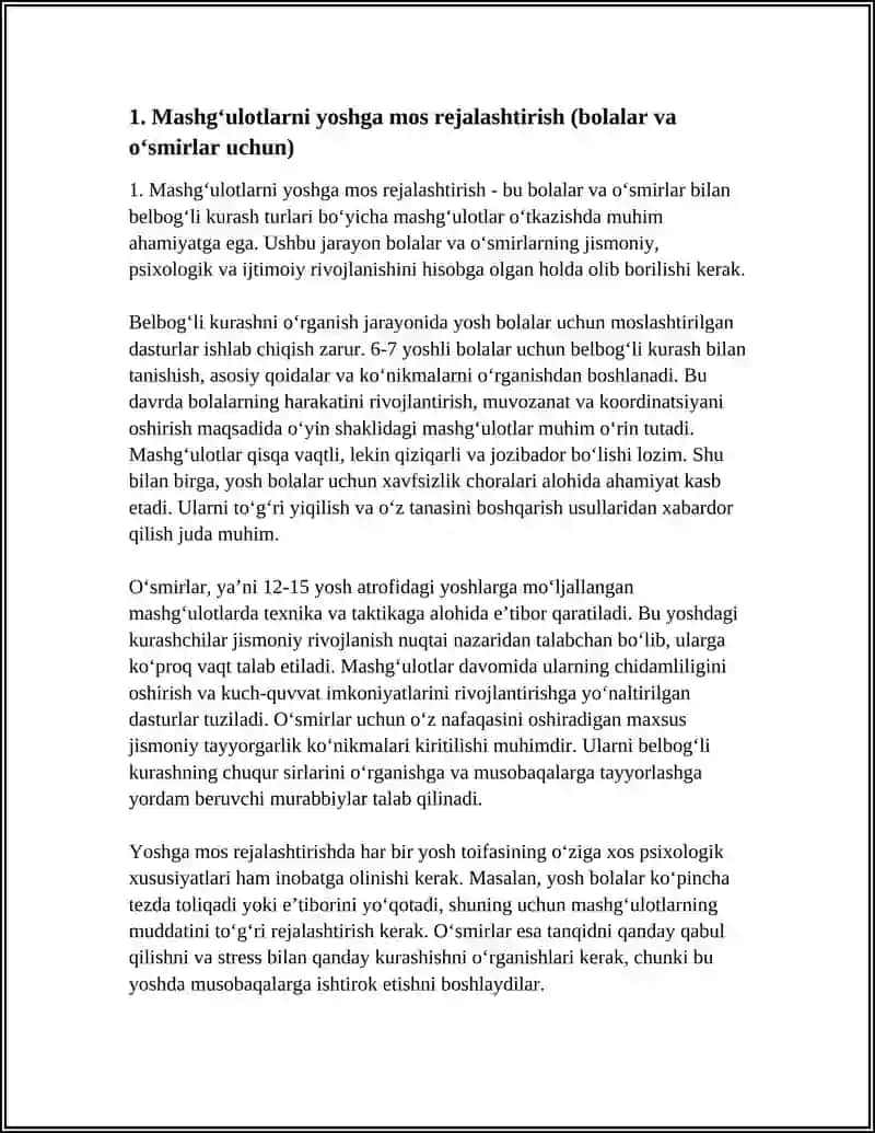 BOLALAR VA OʻSMIRLAR BILAN BELBOGʻLI KURASH TURI BOʻYICHA MASHGʻULOTLAR 4