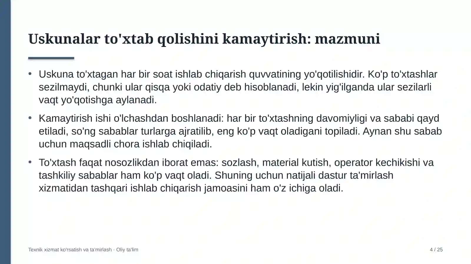 avtoservis korxonalarida uskunalar to'xtab qolishini kamaytirish 8651 4