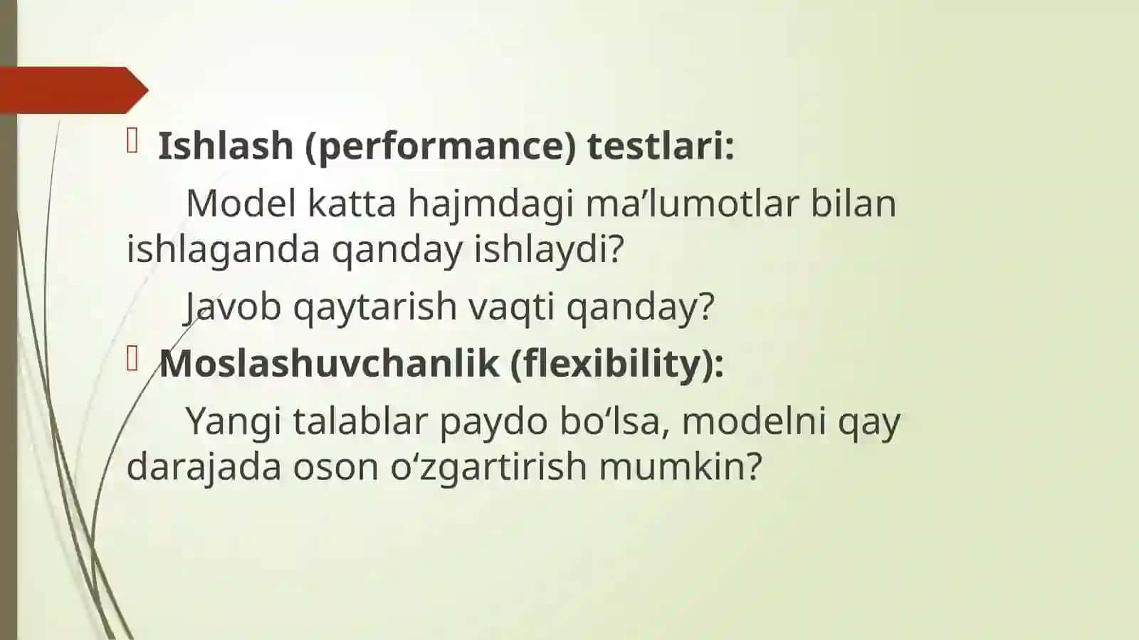 Maʼlumotlar modelini sinovdan oʻtkazish. Maʼlumotlarni boshqarish 4