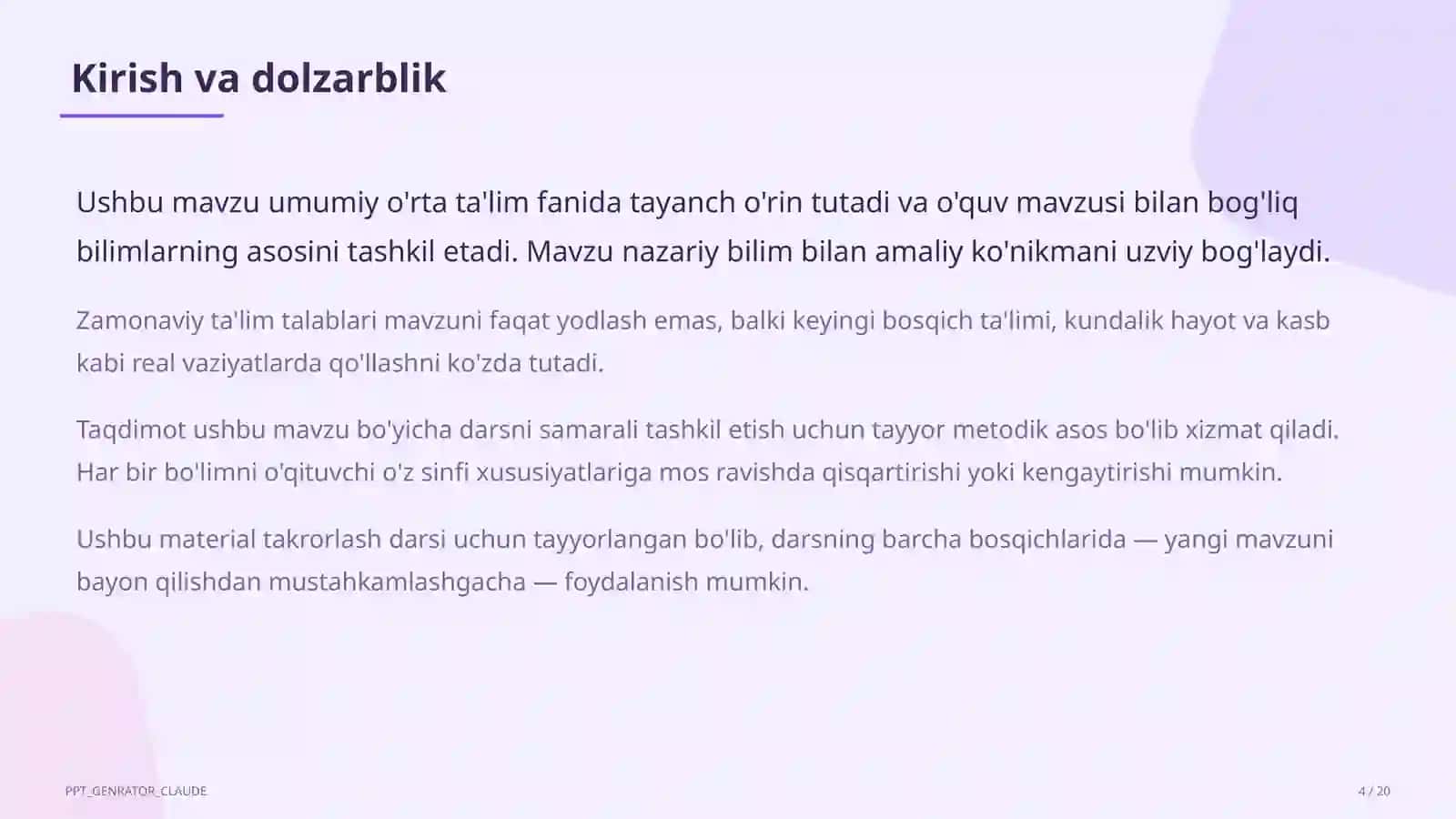 Spiral yondashuv: bilim va ko'nikmalarni sinfdan sinfga bosqichma-bosqich rivojlantirish 4