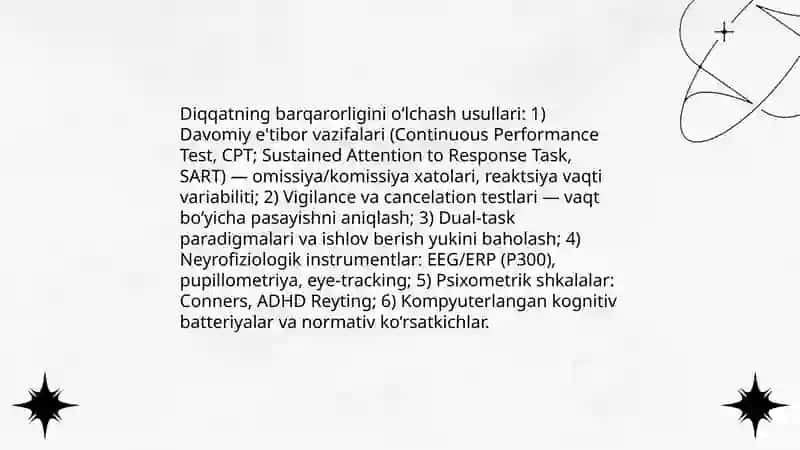 Diqqatning barqarorligini o'rganish xususiyatlari 4