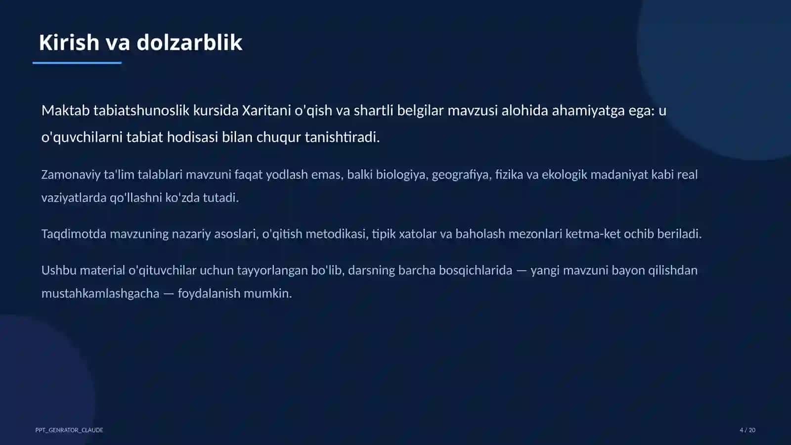 Xaritani o'qish va shartli belgilar (4-sinf) 4