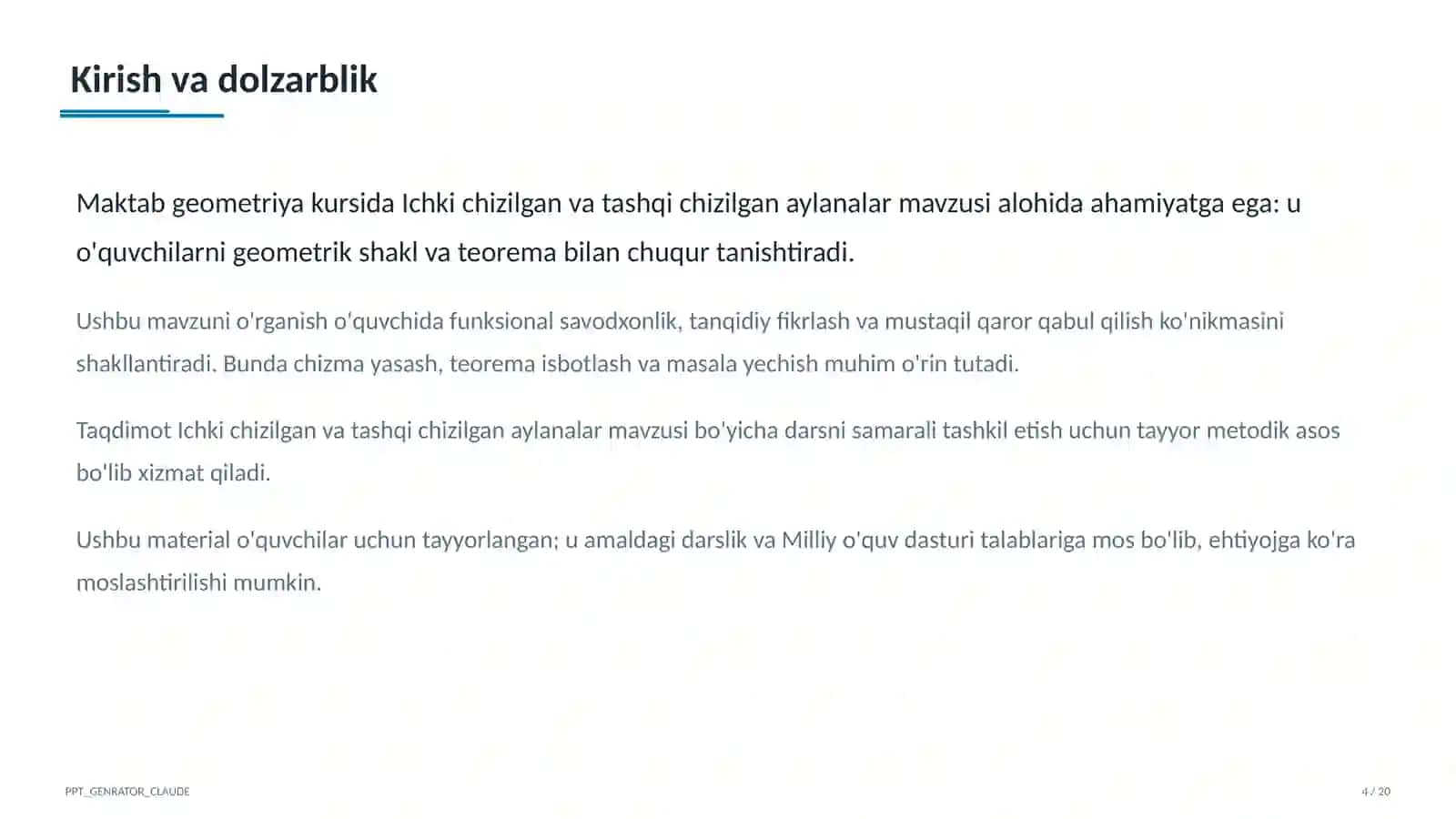 Ichki chizilgan va tashqi chizilgan aylanalar (8-sinf) 4